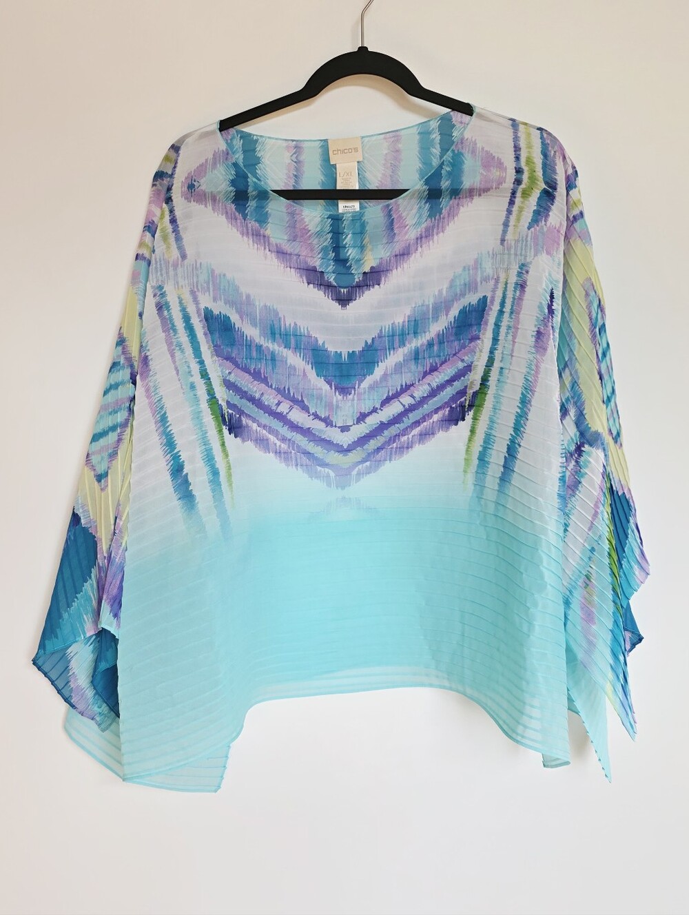 Chico's Colorful Lightweight Semi Sheer Cape Summer Poncho Women's Size L/XL